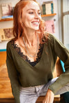 Lace-Collar Knit Blouse