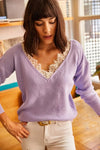 Lace-Collar Knit Blouse