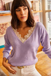 Lace-Collar Knit Blouse