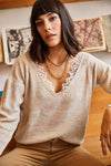 Lace-Collar Knit Blouse