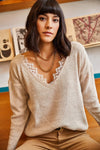 Lace-Collar Knit Blouse
