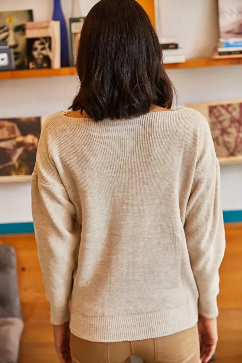 Lace-Collar Knit Blouse