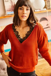 Lace-Collar Knit Blouse