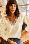 Lace-Collar Knit Blouse