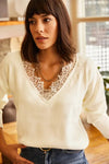 Lace-Collar Knit Blouse