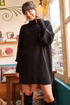 Turtleneck Balloon Sleeve Loose Knit Dress