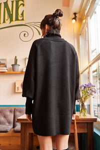 Turtleneck Balloon Sleeve Loose Knit Dress