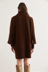 Turtleneck Balloon Sleeve Loose Knit Dress
