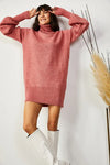 Turtleneck Balloon Sleeve Loose Knit Dress