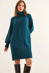 Turtleneck Balloon Sleeve Loose Knit Dress