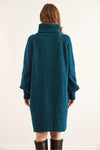 Turtleneck Balloon Sleeve Loose Knit Dress