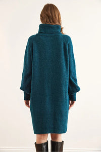 Turtleneck Balloon Sleeve Loose Knit Dress