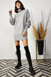 Turtleneck Balloon Sleeve Loose Knit Dress