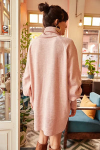Turtleneck Balloon Sleeve Loose Knit Dress