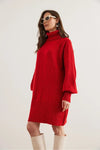 Turtleneck Balloon Sleeve Loose Knit Dress