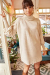 Turtleneck Balloon Sleeve Loose Knit Dress