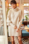 Turtleneck Balloon Sleeve Loose Knit Dress