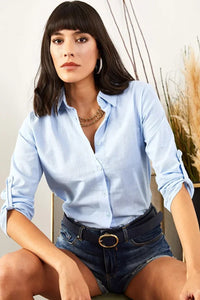 Roll-Up Sleeve Linen Shirt