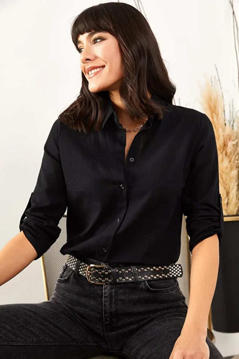 Roll-Up Sleeve Linen Shirt