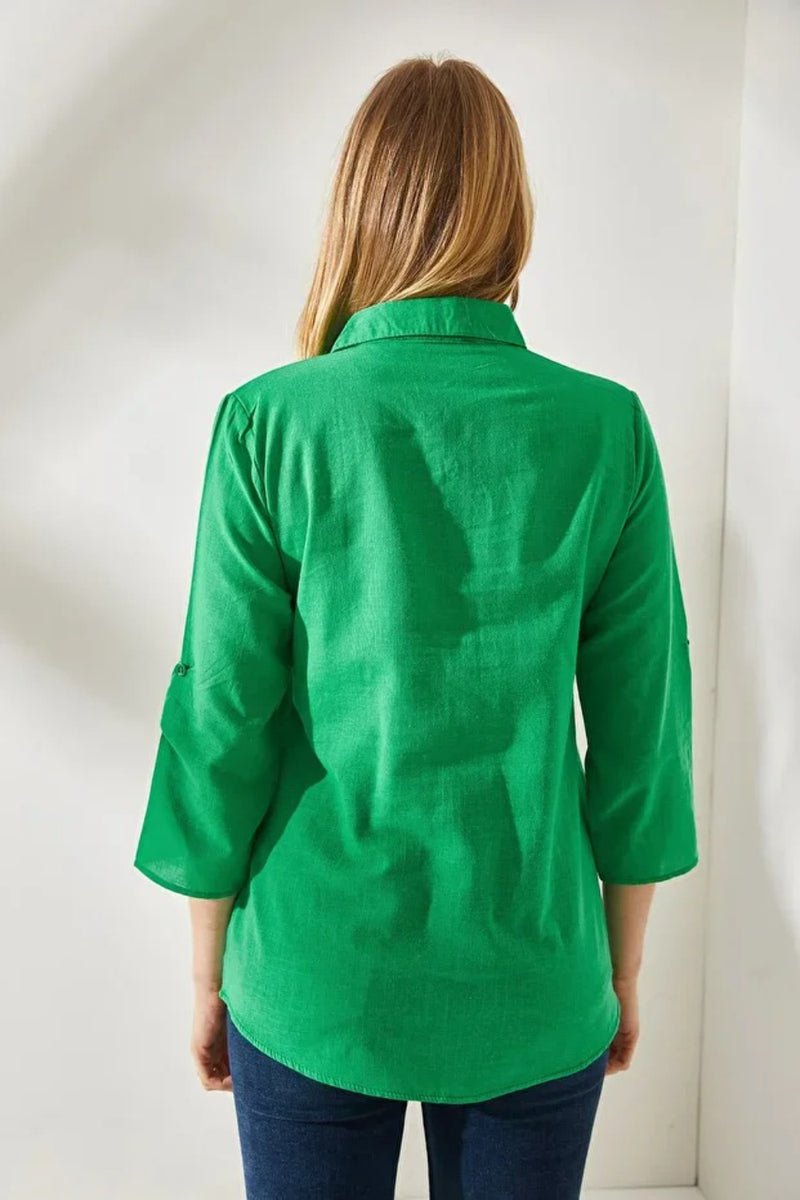 Roll-Up Sleeve Linen Shirt