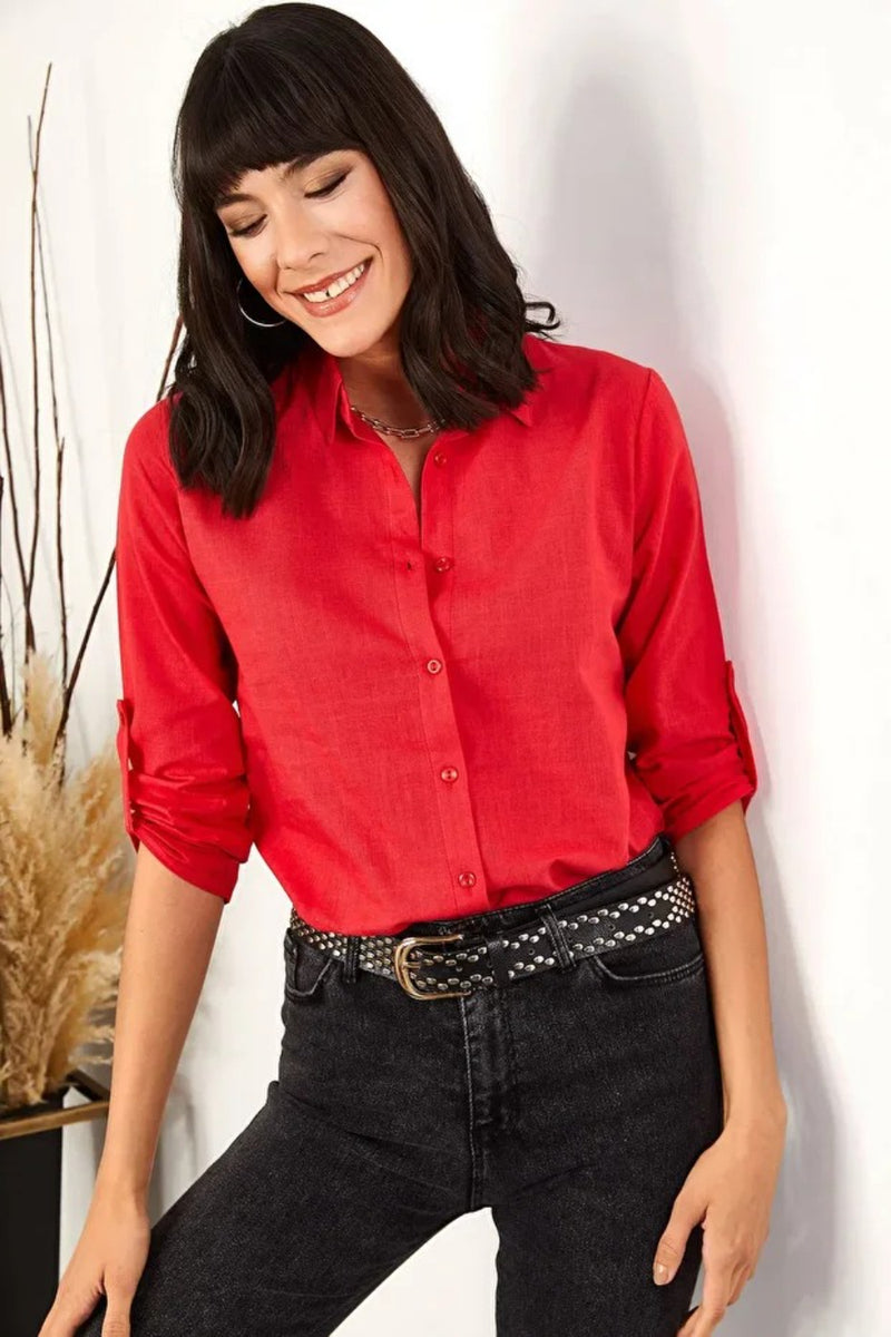 Roll-Up Sleeve Linen Shirt