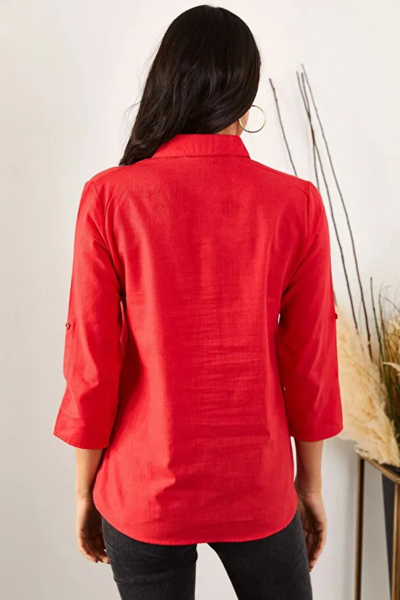 Roll-Up Sleeve Linen Shirt