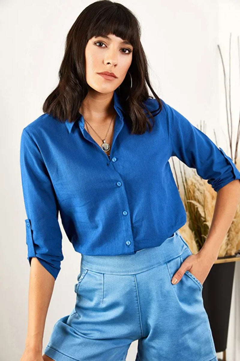 Roll-Up Sleeve Linen Shirt