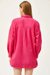 Taupe Shirt with Stone-Embellished Collar and Front, Oval Hem