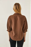 Linen Shirt with Wooden Buttons and Three-Quarter Sleeves