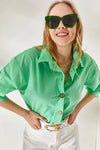 Linen Shirt with Wooden Buttons and Three-Quarter Sleeves