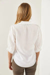 Linen Shirt with Wooden Buttons and Three-Quarter Sleeves