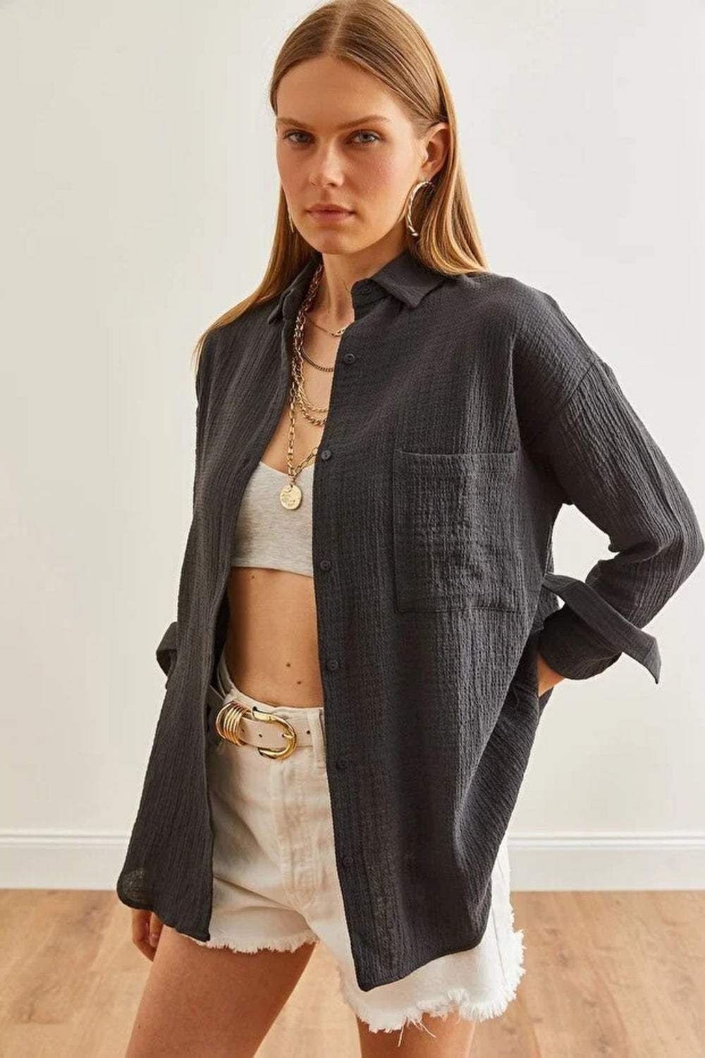 Oversized Basic Muslin Shirt