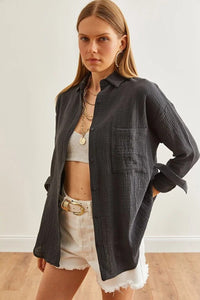 Oversized Basic Muslin Shirt