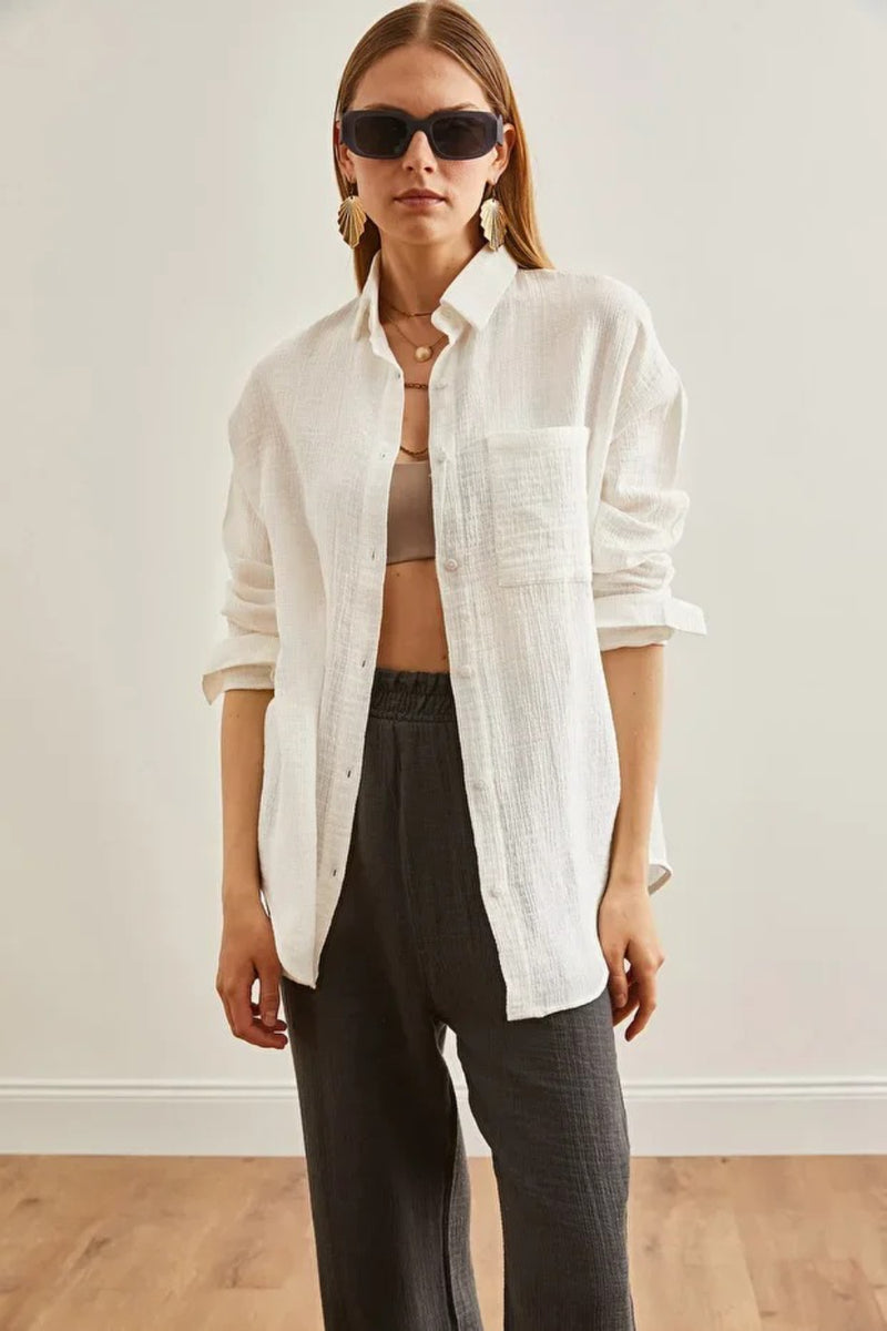 Oversized Basic Muslin Shirt
