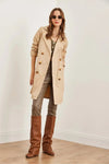 Buttoned Pocketed Unlined Lightweight Trench Coat