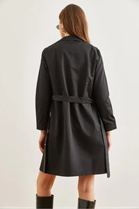 Buttoned Pocketed Unlined Lightweight Trench Coat