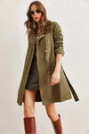 Buttoned Pocketed Unlined Lightweight Trench Coat