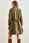 Buttoned Pocketed Unlined Lightweight Trench Coat
