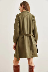 Buttoned Pocketed Unlined Lightweight Trench Coat