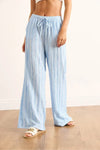 Textured Elastic Waist Pocketed Flowing Pants