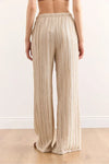 Textured Elastic Waist Pocketed Flowing Pants