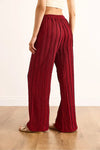 Textured Elastic Waist Pocketed Flowing Pants