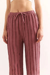 Textured Elastic Waist Pocketed Flowing Pants