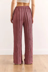 Textured Elastic Waist Pocketed Flowing Pants