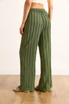 Textured Elastic Waist Pocketed Flowing Pants