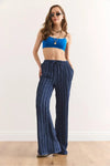 Textured Elastic Waist Pocketed Flowing Pants