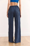Textured Elastic Waist Pocketed Flowing Pants