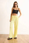 Textured Elastic Waist Pocketed Flowing Pants