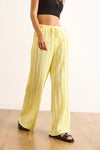 Textured Elastic Waist Pocketed Flowing Pants