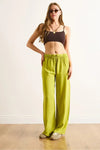 Basic Belted Woven Viscose Palazzo Pants
